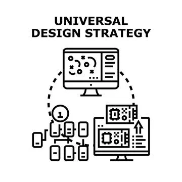 Universal design strategy developing digital user experience Stock Illustration