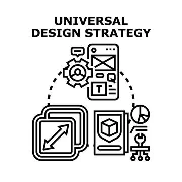 Universal design strategy developing digital product interface Stock Illustration