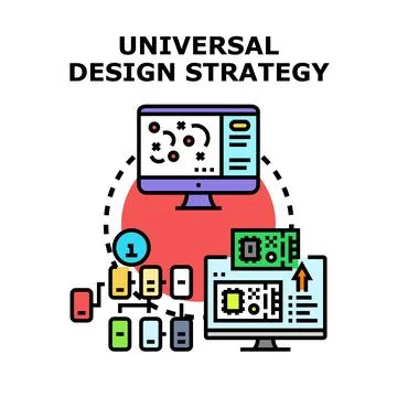 Universal design strategy developing digital user experience Stockillustratie