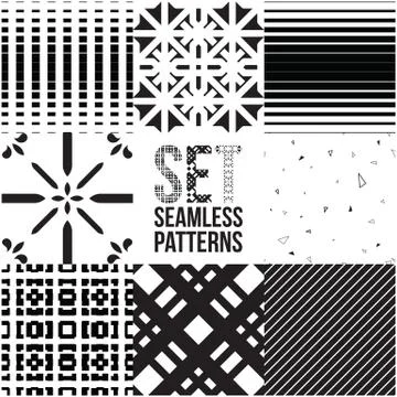 Universal different vector seamless patterns Stock Illustration