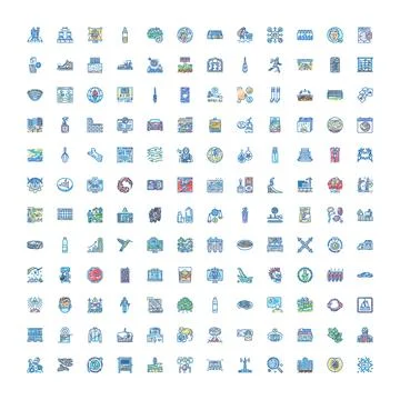 Universal doodle icon set illustrating various concepts Stock Illustration