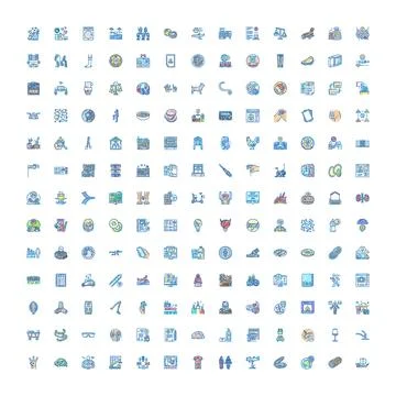 Universal doodle icon set illustrating various concepts 스톡 일러스트