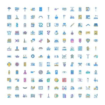 Universal doodle icon set for various concepts Stock Illustration