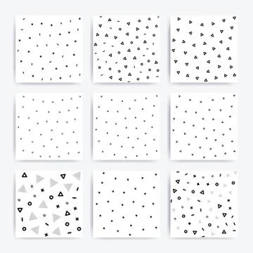 Universal doodle seamless patterns set Stock Illustration