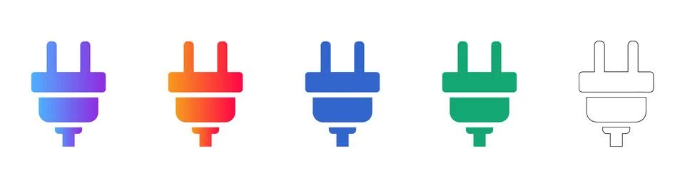 Universal Electrical Plug Illustration Set in Dynamic Colors Stock Illustration