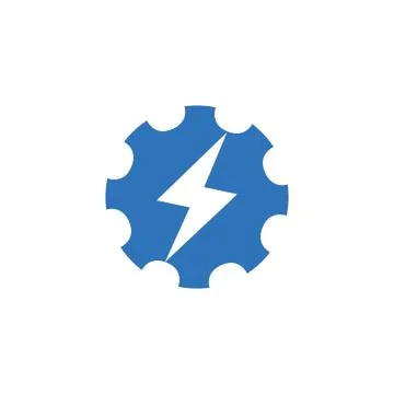 Universal energy tech rapid app vector icon symbol. Abstract cog wheel with f Stock Illustration