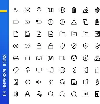 Universal essential icon set in outlined style イラスト素材