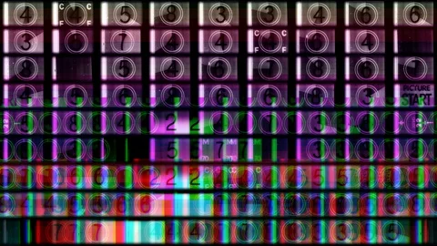 Universal film header countdown timer numbers cinema Stock Footage 104775680