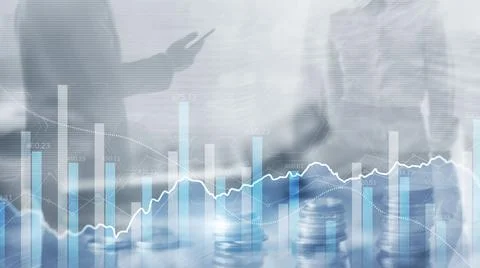Universal financial background in blue for your presentation or website Stock Photos