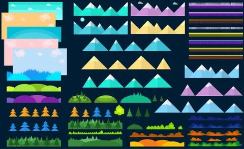 Universal Flat Game Constructor, it helps to create new design for website, game Stock Illustration