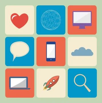 Universal Flat icon set Stock Illustration