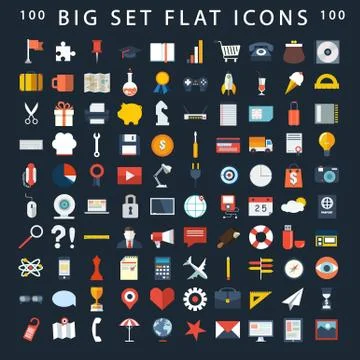 Universal Flat Icons for Web and Mobile Applications Set 3 Stock Illustration