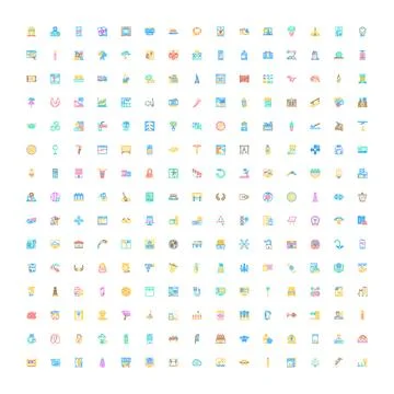 Universal flat style icons collection for web and mobile Illustrazione stock