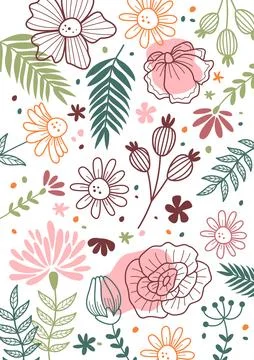 Universal floral template Stock Illustration