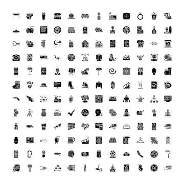 Universal glyph icon collection creating modern vector design Stock Illustration