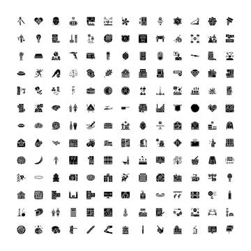 Universal glyph icon set collection for web and mobile Stock Illustration