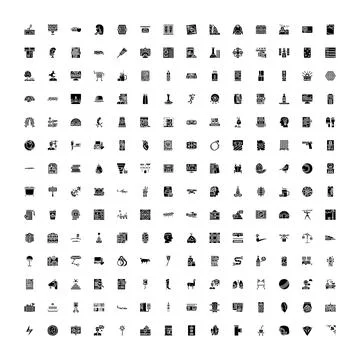 Universal glyph icon set for web design and applications Illustrazione stock