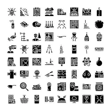 Universal glyphs collection representing web and business concepts Stockillustratie