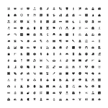 Universal glyphs flat vector design user interface collection Illustrazione stock