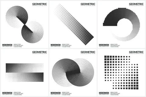 Universal Halftone Geometric Shapes For Design Stock Illustration