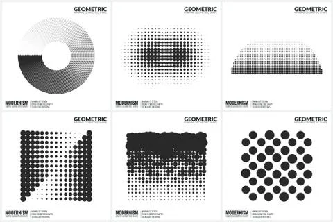 Universal Halftone Geometric Shapes For Design Stock Illustration