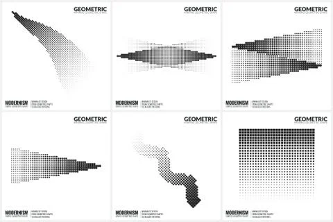 Universal Halftone Geometric Shapes For Design Stock Illustration