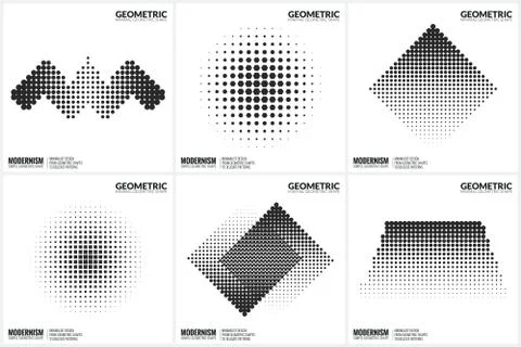 Universal Halftone Geometric Shapes For Design Illustrazione stock