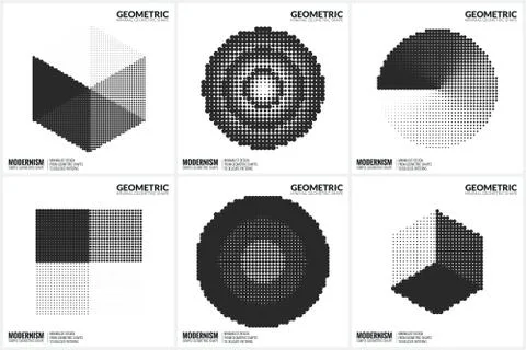 Universal Halftone Geometric Shapes For Design Stock Illustration