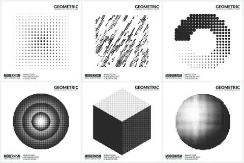 Universal Halftone Geometric Shapes For Design Stock Illustration