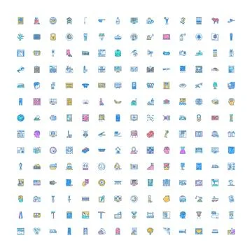 Universal icon collection using line art style Illustrazione stock
