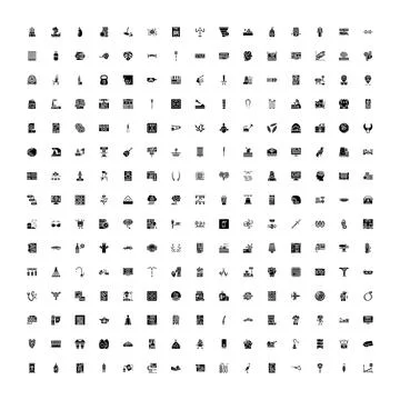Universal icon collection with various symbol designs Stock Illustration