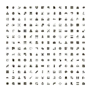 Universal icon set illustrating various concepts and themes 스톡 일러스트