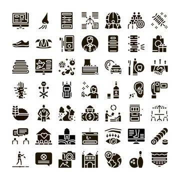 Universal icons collection for various concepts and themes Stock Illustration