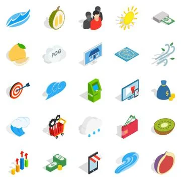 Universal icons set, isometric style Stock Illustration