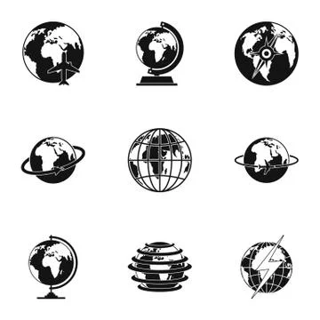 Universal icons set, simple style Illustrazione stock