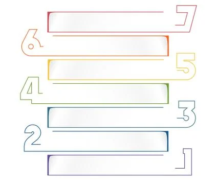 Universal infographic template for projects on white background 7 positions Stock Illustration