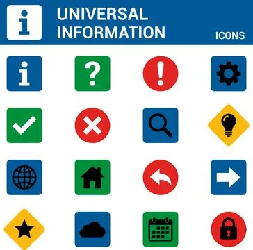 Universal Information Icons Set for Digital Interfaces. Ilustração Stock