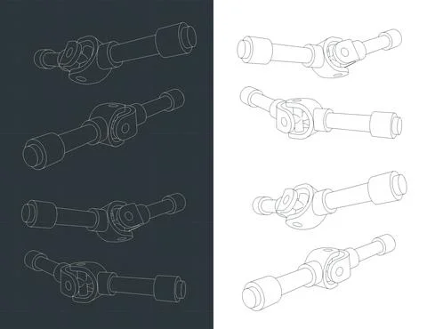 Universal joint blueprints Illustrazione stock