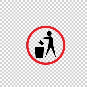Universal Keep Clean Tidy Man Trash Disposal Red Circle Pictogram Icon Stock Illustration