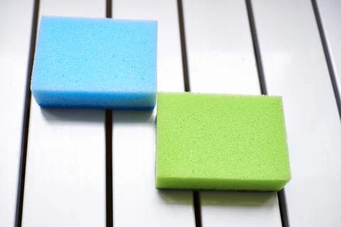 Universal kit for washing anything. Two synthetic sponges Stock Photos