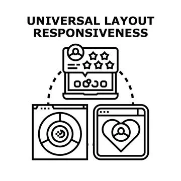 Universal layout responsiveness adapting content across devices Stock Illustration