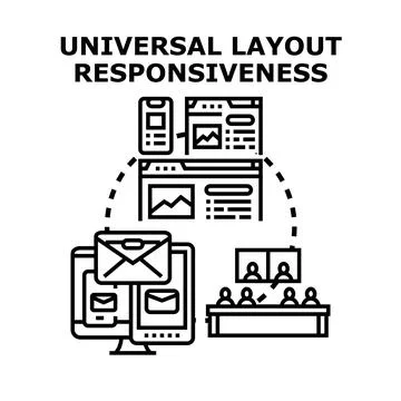 Universal layout responsiveness adapting content across devices Illustrazione stock