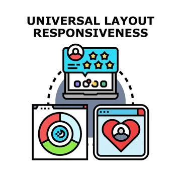 Universal layout responsiveness adapting content across devices Stock Illustration
