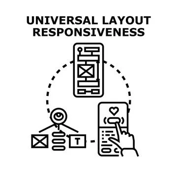 Universal layout responsiveness adapting content for various devices Illustrazione stock