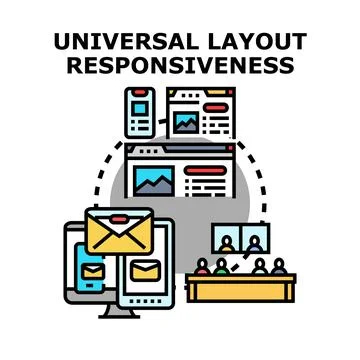 Universal layout responsiveness adapting content across devices Stock Illustration