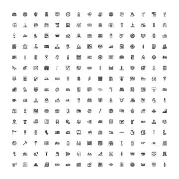 Universal line icons set collection on white background Stock Illustration