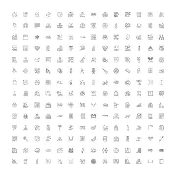 Universal line icons set for web design and mobile apps Stock Illustration