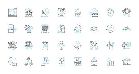 Universal linkage linear icons set. Connectivity, Compatibility, Versatility Stock Illustration
