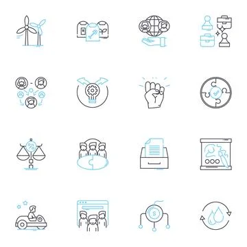 Universal linkage linear icons set. Connectivity, Compatibility, Versatility Stock Illustration