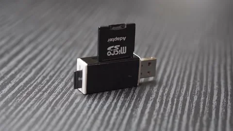 Universal Memory Card Reader with MicroSD Card and SD Card adapter inside. Stock Footage 161606169